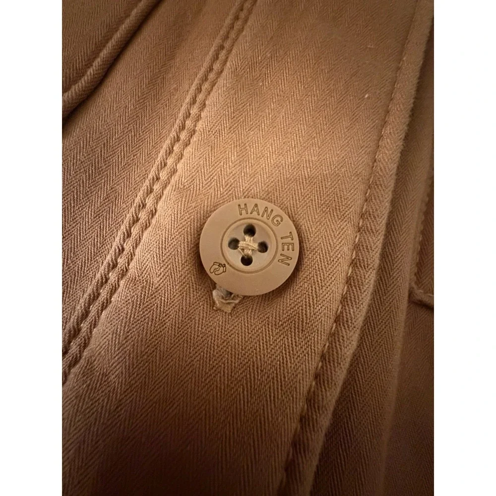 Hang‎ Ten Sherpa Lined Jacket Women M Button Front Utility Coat Salmon Rust Tan